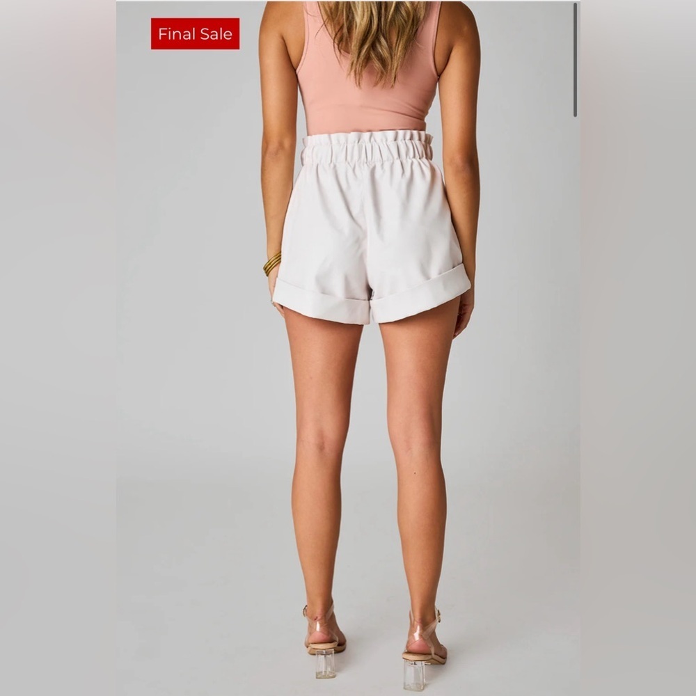 NWT BUDDY LOVE PEYTON PAPERBAG VEGAN LEATHER SHORTS - POWDER SMALL - Picture 10 of 14